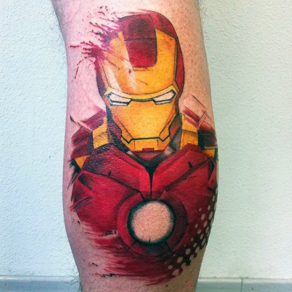 Leg Calf Creative Iron Man Tattoos For Men