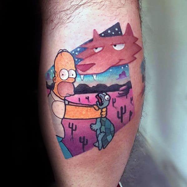 Leg Calf Desert Homer Simpson Mens Tattoo Ideas