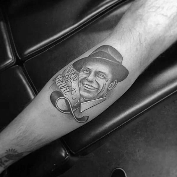 Leg Calf Frank Sinatra Mens Tattoo Ideas