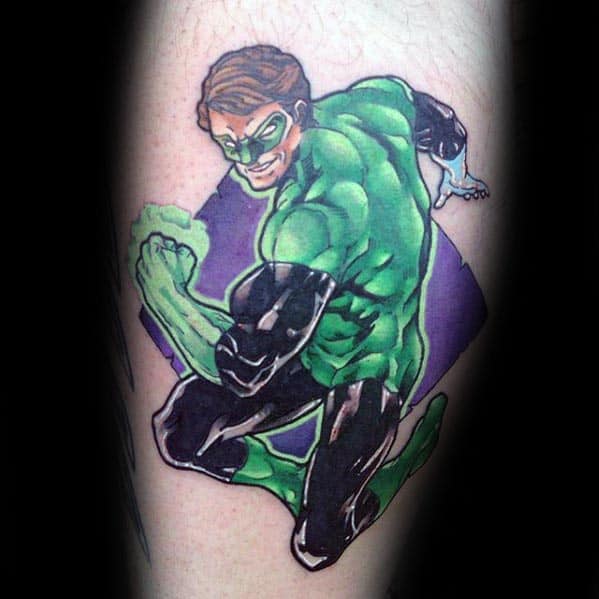 Leg Calf Green Lantern Tattoo Ideas For Men