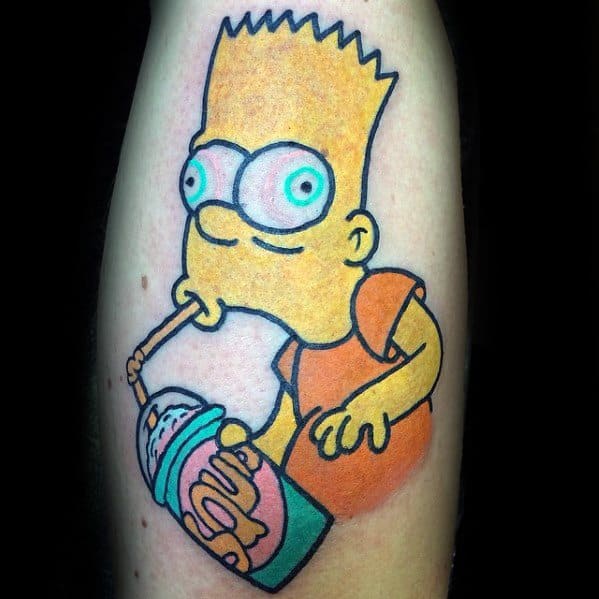 Leg Calf Guys Bart Simpson Tattoo Design Ideas