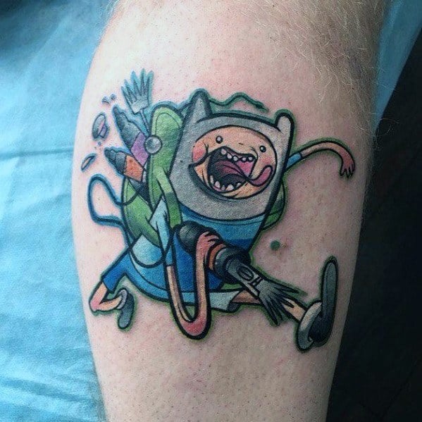 Leg Calf Jake Adventure Time Tattoos Men