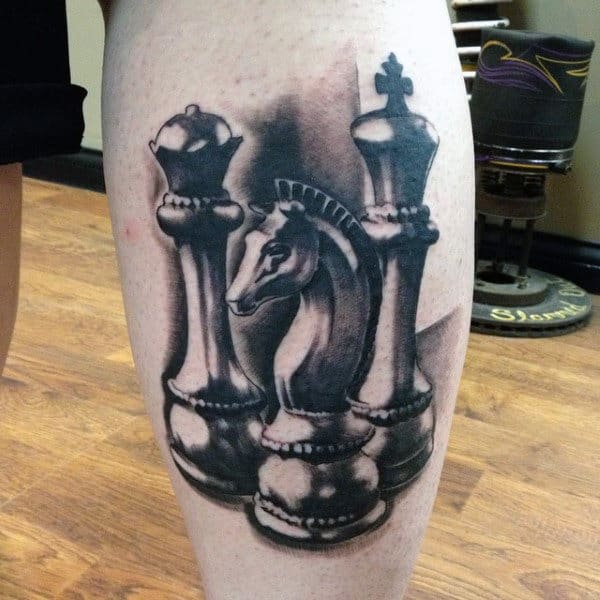 Leg Calf King Chess Piece Mens Tattoo Designs