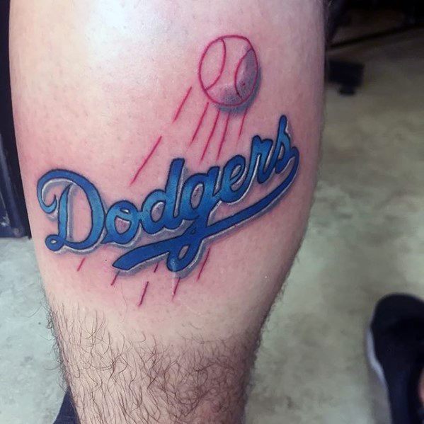 Leg Calf Logo Creative Dodgers Tattoos For Men