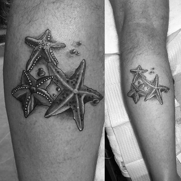 Leg Calf Mens Starfish Tattoo Design Ideas