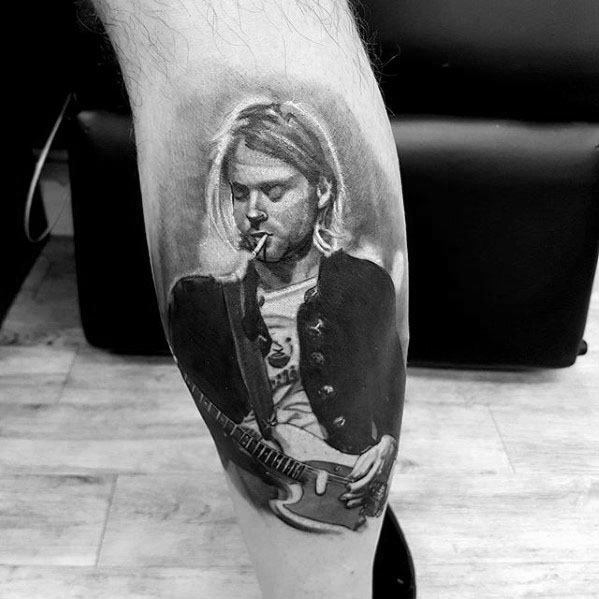 fine line realistic Kurt Cobain tattoo Zlata Kolomoyskaya 1  KickAss Things