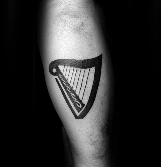Leg Calf Simple Small Harp Tattoo Ideas On Guys