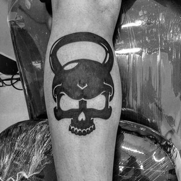 Leg Calf Skull Kettlebell Manly Crossfit Tattoos For Males