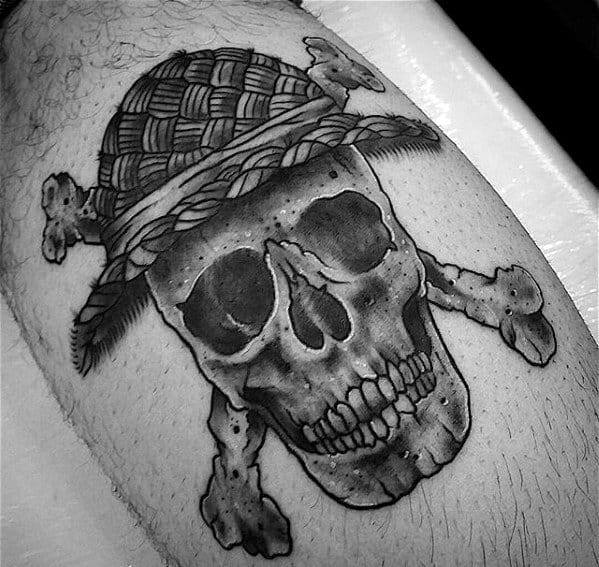 Leg Calf Skull Male One Piece Tattoo Ideas
