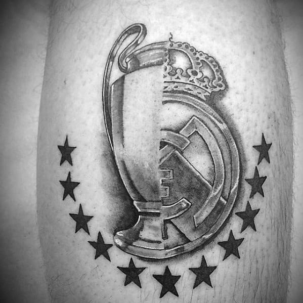 Leg Calf Soccer Trophy Cool Male Real Madrid Tattoo Designs