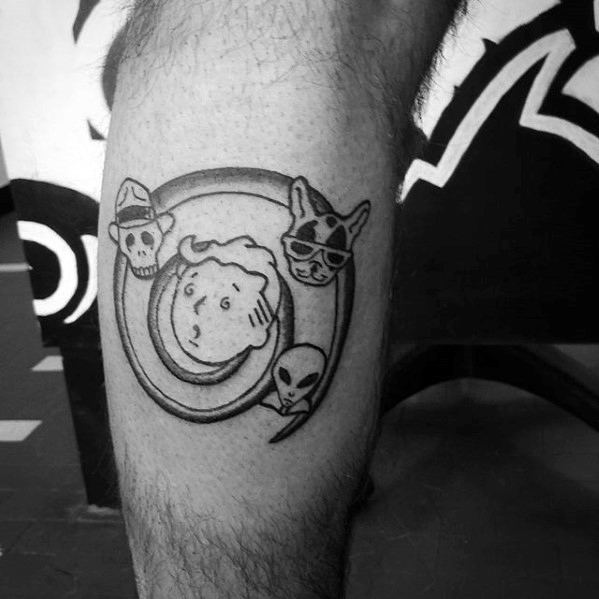 Leg Calf Spiral Fallout Tattoos Guys