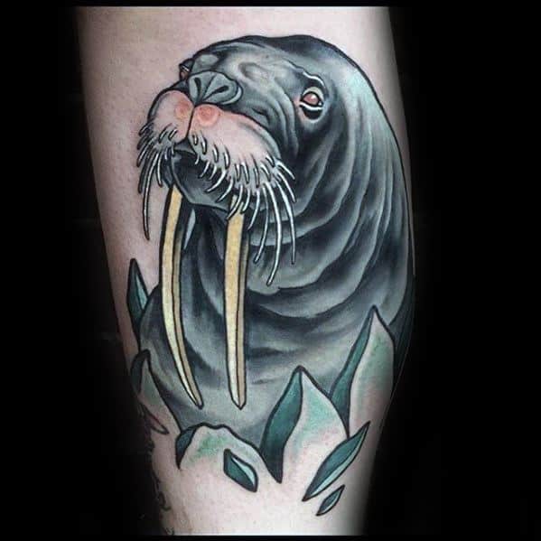 Leg Calf Unique Mens Walrus Tattoos
