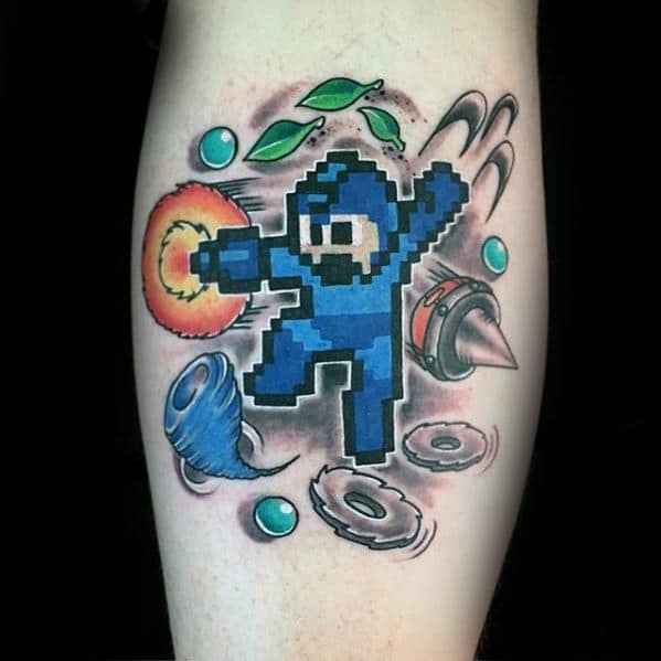 Leg Calf Video Game Megaman Mens Tattoo Ideas