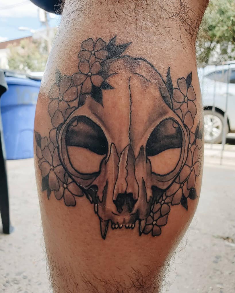 leg cat skull tattoo louieruckus