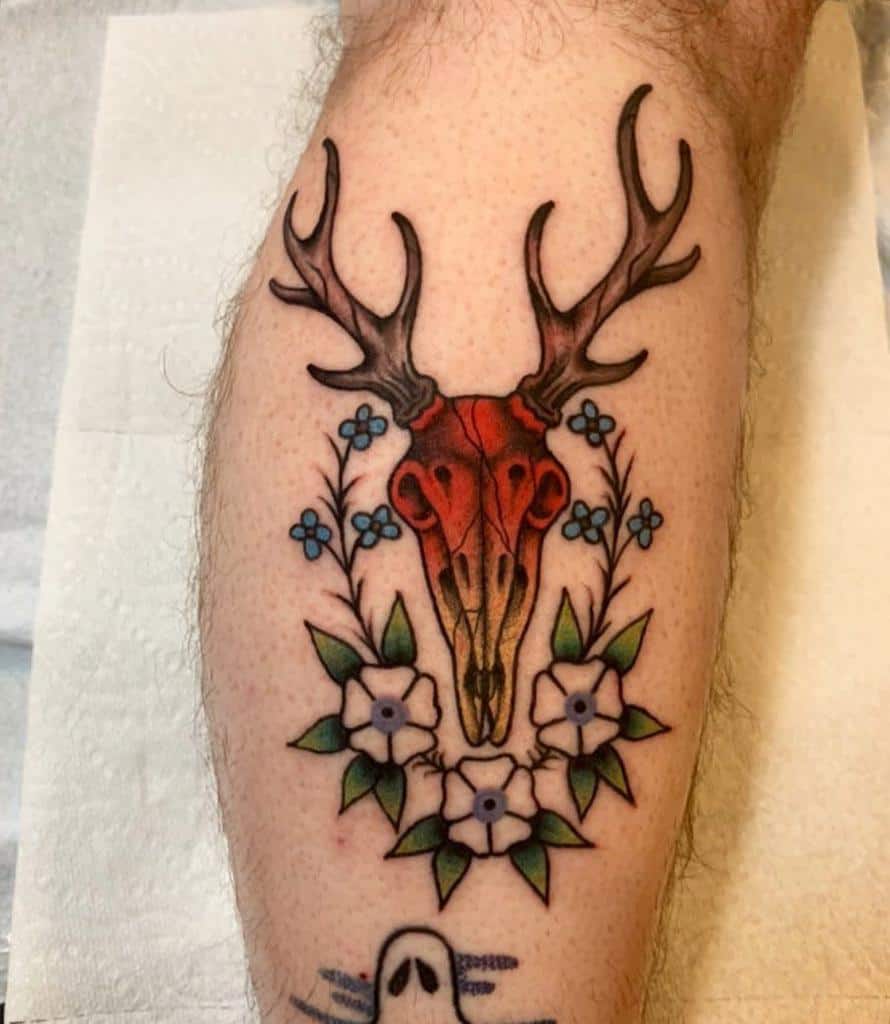 leg deer skull tattoo epochtattoo