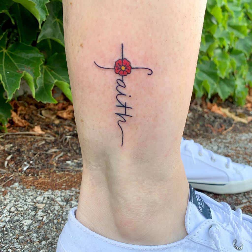 leg faith cross tattoo brihaug