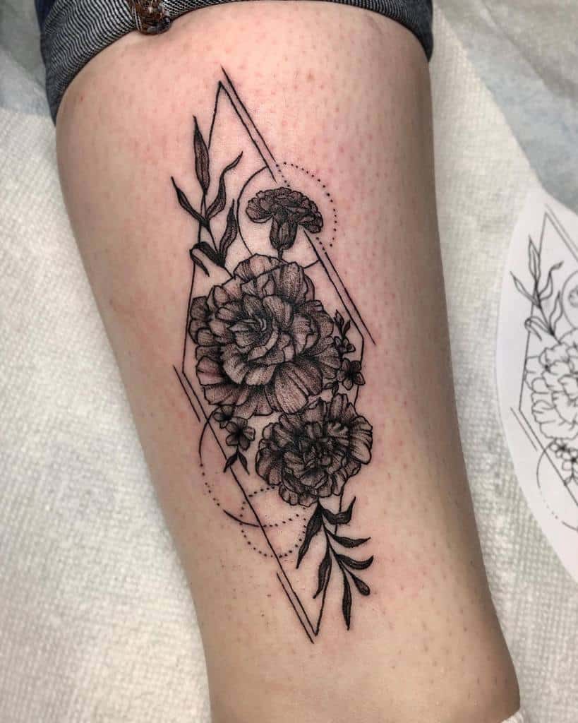 leg geometric flower tattoo gq_tat2