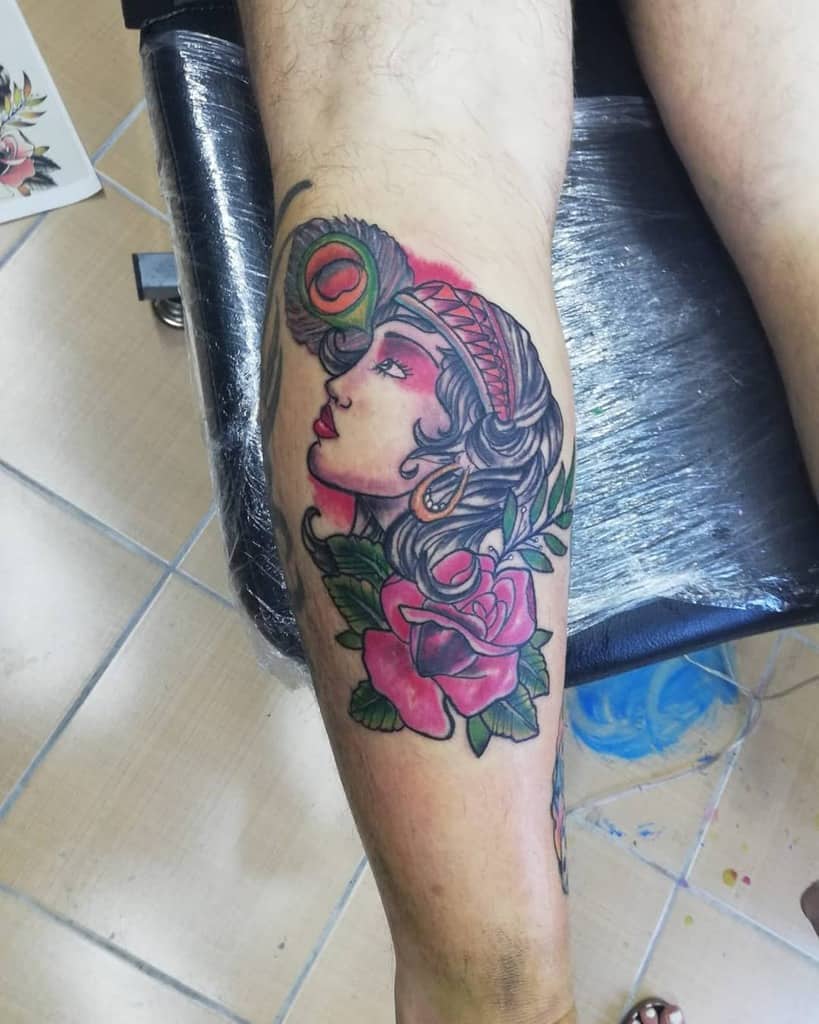 leg gypsy rose tattoos sideinktattoo