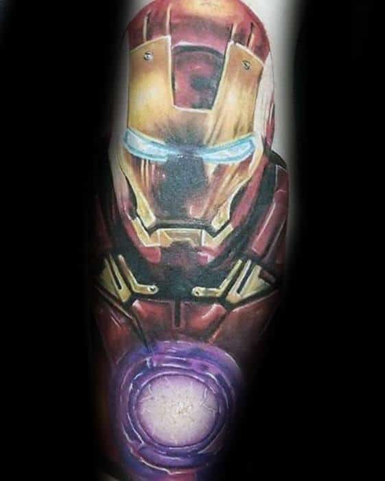 Leg Iron Man Male Tattoo