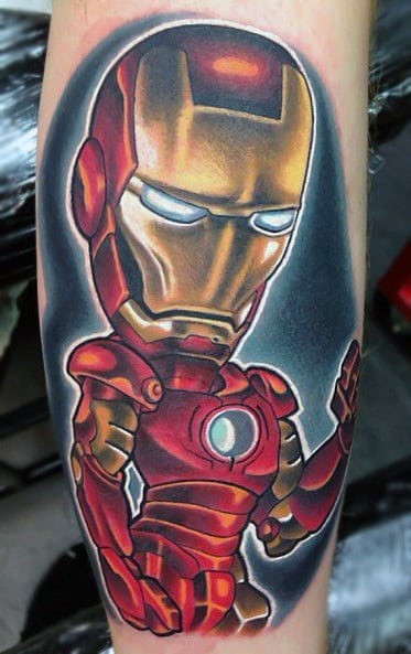 Leg Iron Man Male Tattoos