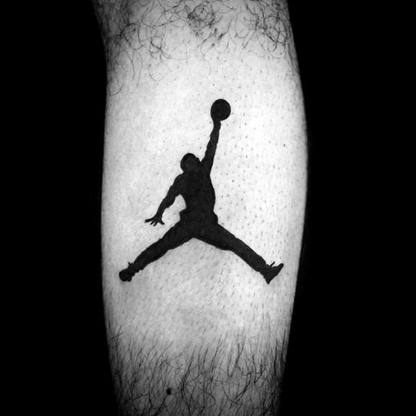 Leg Jordan With Basketball Symbol Guys Tattoo Ideas