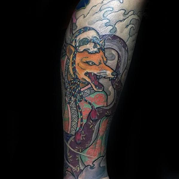 Leg Kitsune Male Fox Tattoos