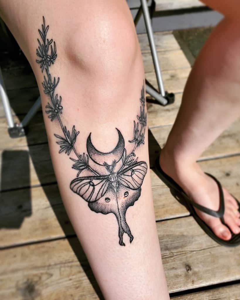 Leg Luna Moth Tattoo Carlie B29