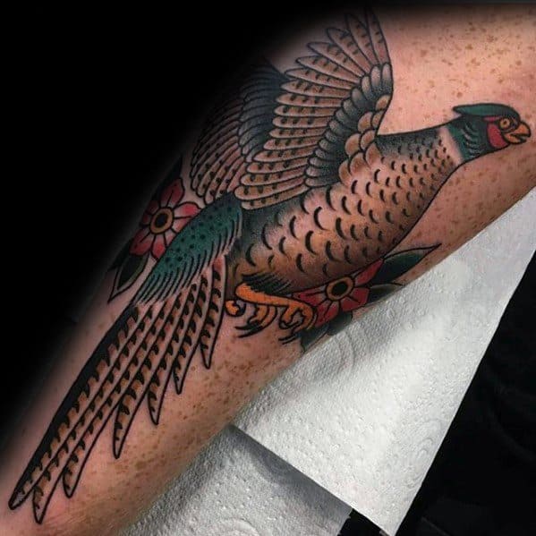 Leg Male Pheasant Tattoo Ideas
