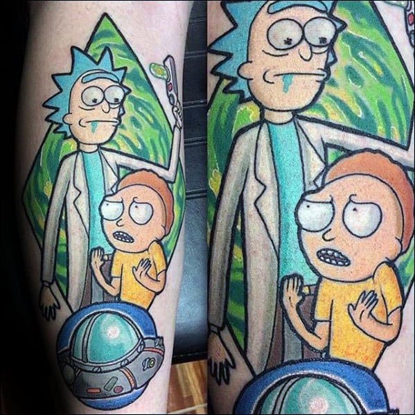 Leg Male Rick And Morty Tattoo Ideas