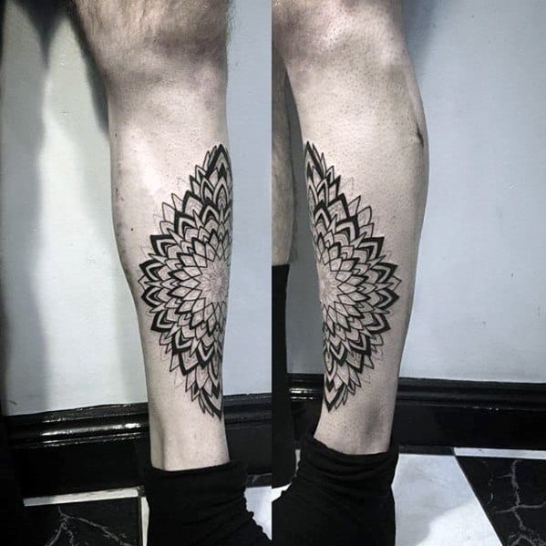 Leg Mandala Tattoo Designs For Men