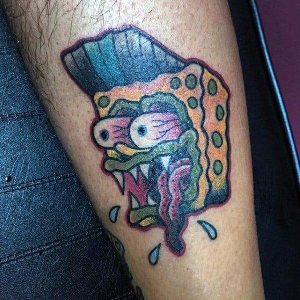 Leg Mens Spongebob Tattoo Design Inspiration
