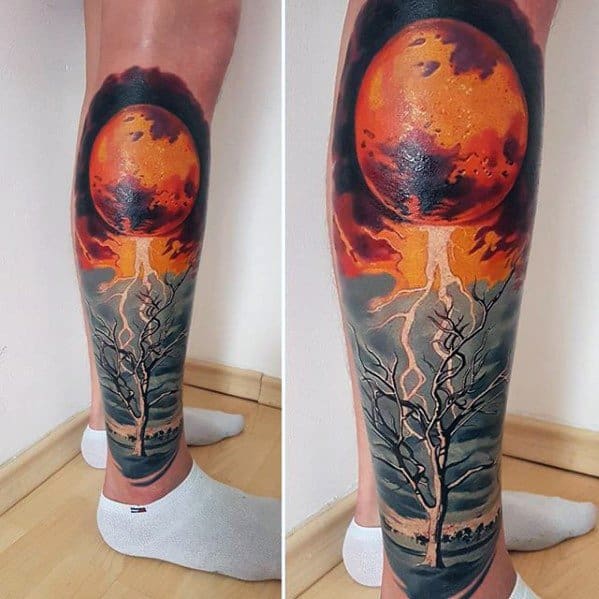 Leg Mens Surrealism Tattoo Design Inspiration