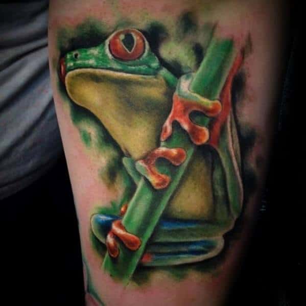Leg Mens Tree Frog Tattoo Design Inspiration