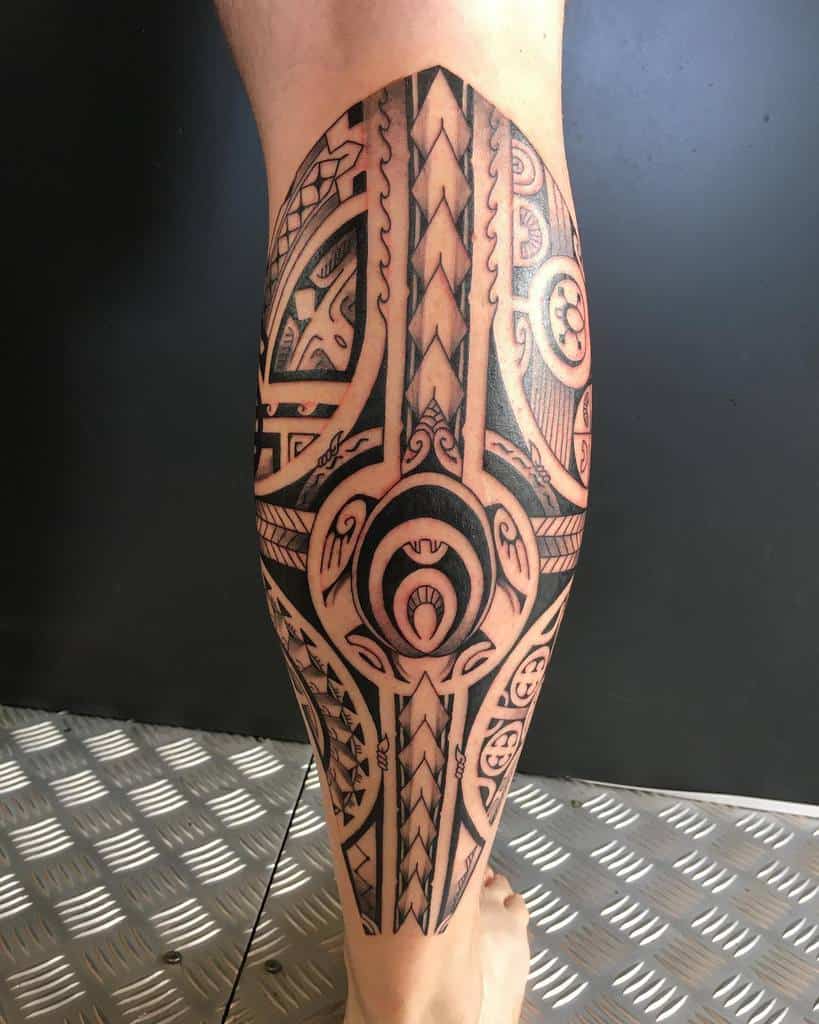 leg polynesian tribal tattoo jerome_titeca_tattoo