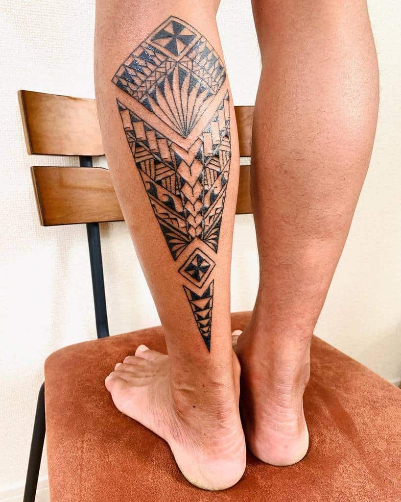 leg polynesian tribal tattoo sayakoaoki