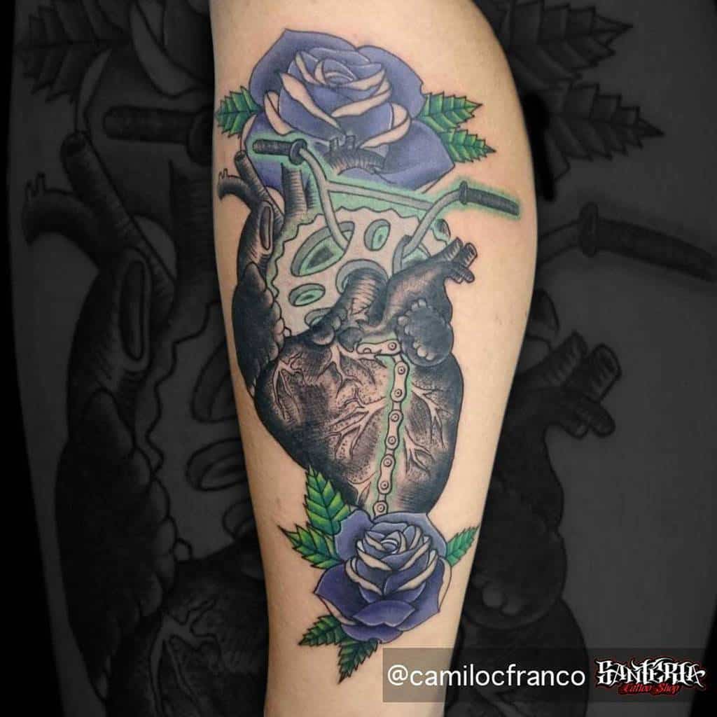 leg purple rose tattoos camilocfranco