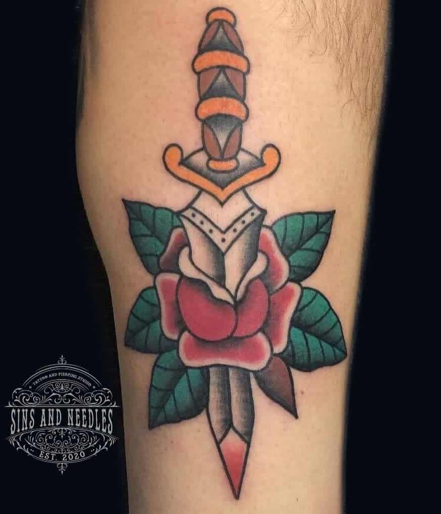 Top 69 Best Rose and Dagger Tattoo Ideas - [2021 Inspiration Guide]