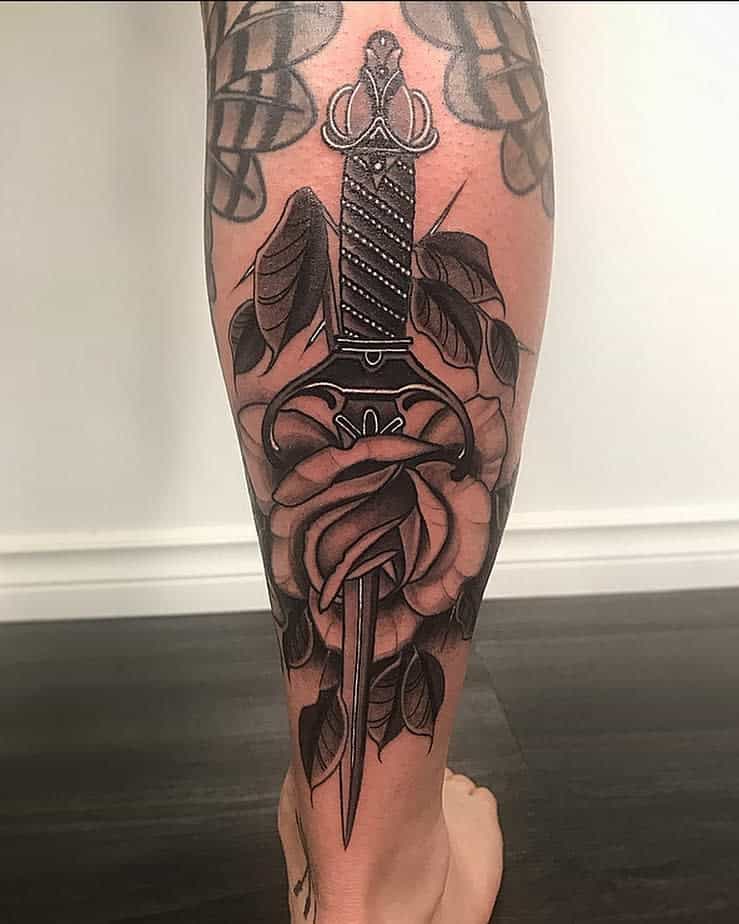 leg rose and dagger tattoos vancitybash