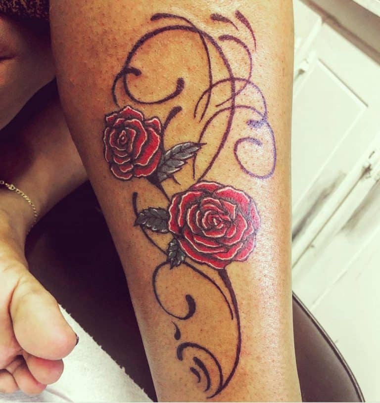 81 Beautiful Rose Vine Tattoo Ideas 2024 Inspiration Guide   Leg Rose Vine Tattoos Spadtatts 768x815 