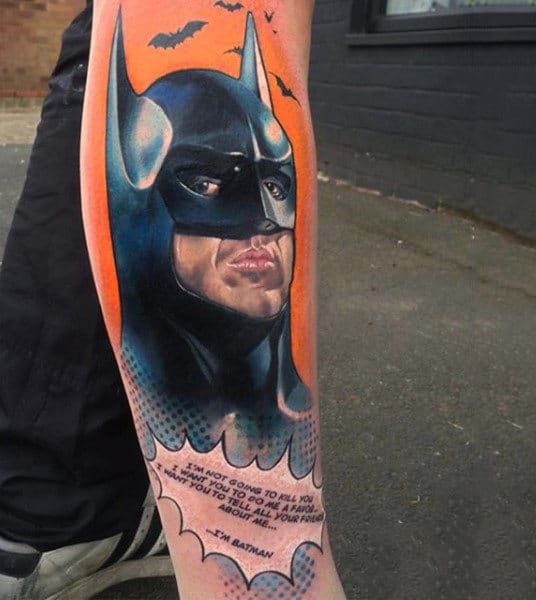 Leg Sleeve Comic Style Batman Mens Tattoos