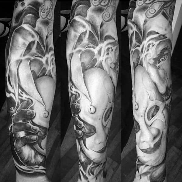 Leg Sleeve Guys Tattoo Ideas Jester Designs