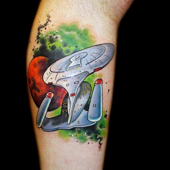 Leg Spaceship Guys Tattoo Ideas Star Trek Designs