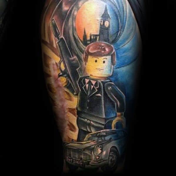Leg Themed James Bond Male Half Sleeve Tattoos