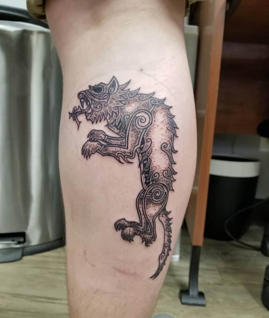 leg thigh Norse Wolf Tattoos count.chuckula