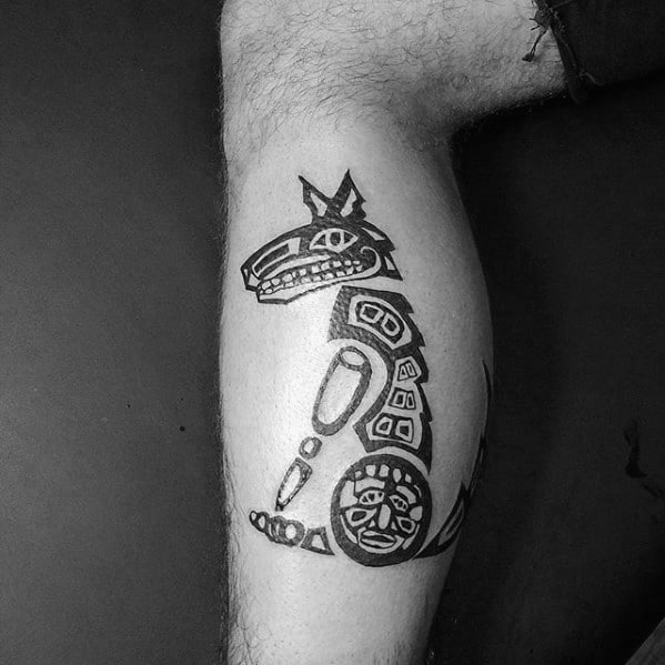 Leg Tribal Creative Coyote Tattoos For Men