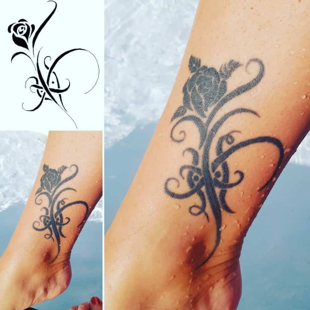 leg tribal rose tattoos leajelstad