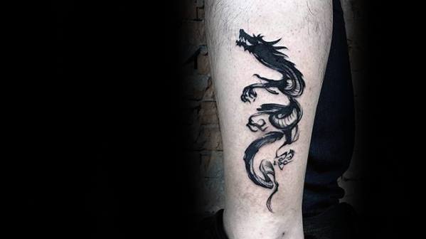 Leg Watercolor Guys Simple Dragon Tattoos