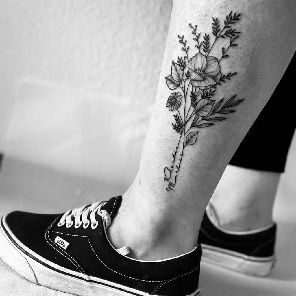 leg wildflower tattoos virginiamenzel.tattoo