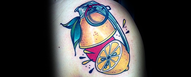 50 Lemon Tattoo Designs For Men – Citrus Fruit Ink Ideas