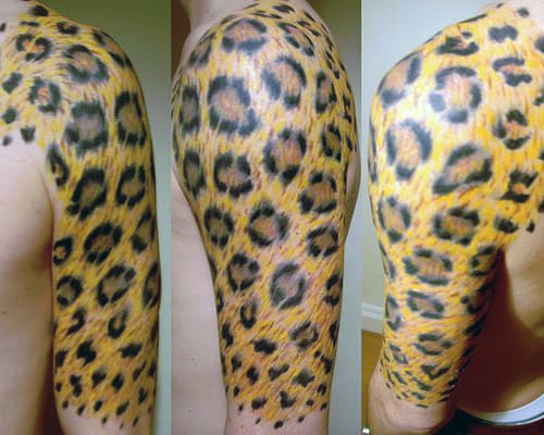 Leopard Skin Mens Half Sleeve Tattoos 